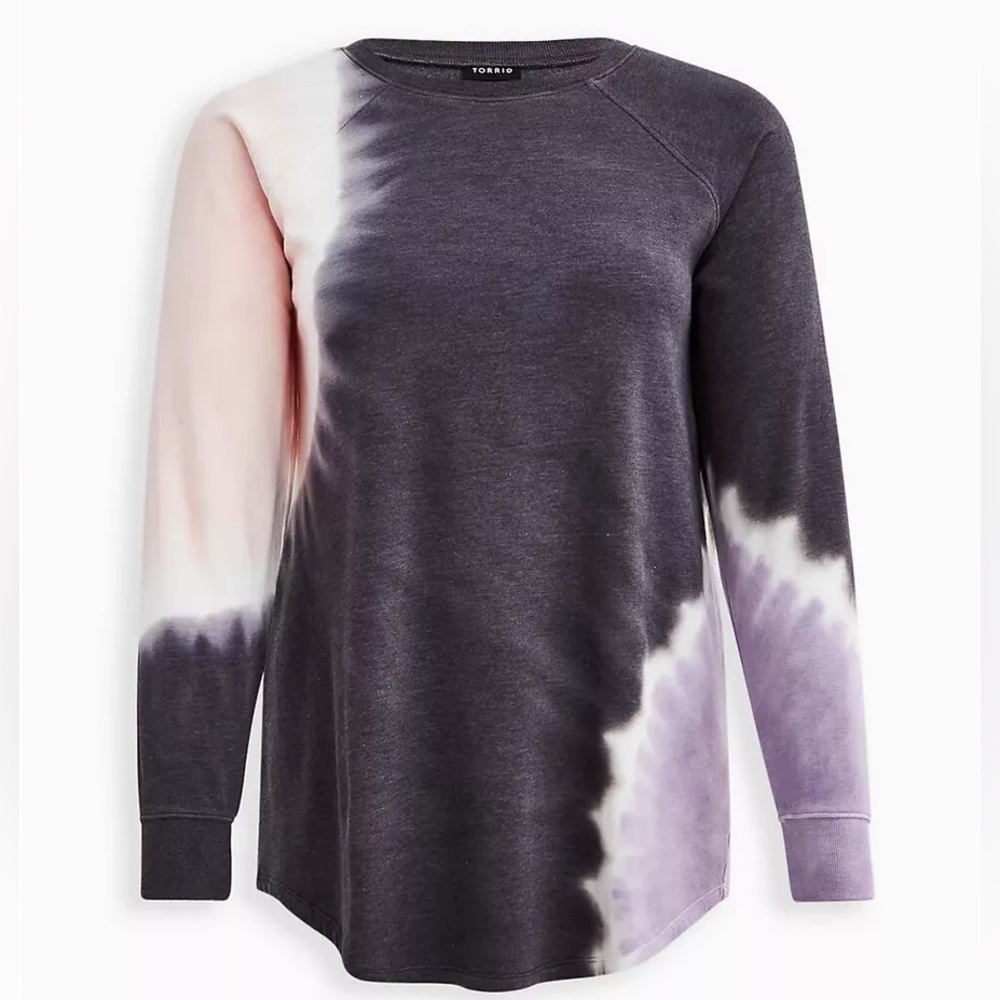 Torrid Tunic pullover Sweatshirt Cozy Fleece Tie Dye Black Pink Purple 2XL